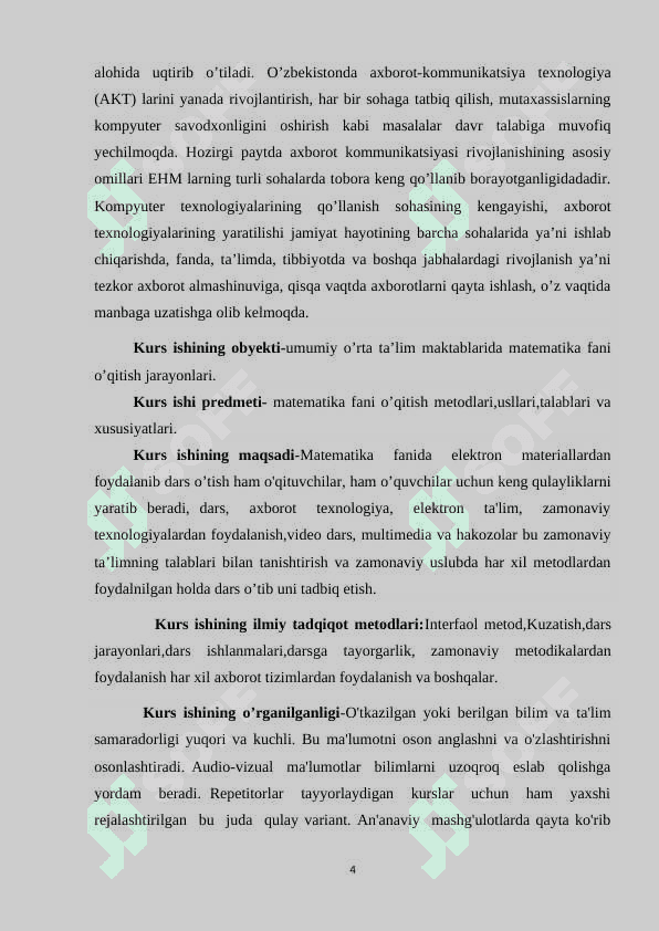 MATEMATIKADARSLARIDA ELEKTRON DARSLIKLARIDAN FOYDALANISH. 4