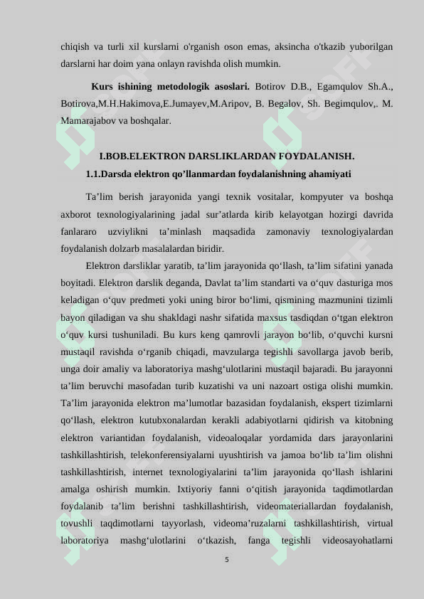 MATEMATIKADARSLARIDA ELEKTRON DARSLIKLARIDAN FOYDALANISH. 5