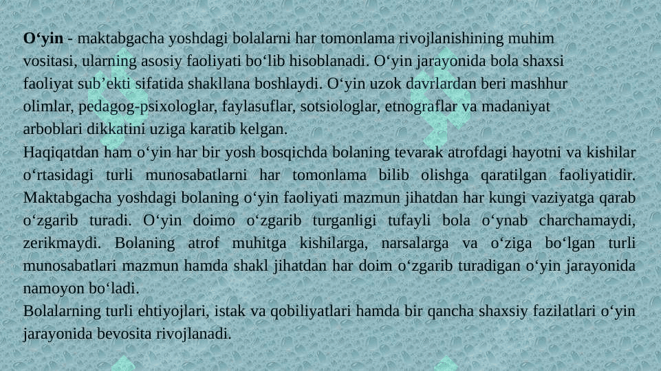 Maktabgacha yoshdagi bolalarning ijtimoiy shaxsiy hislatlarini tarkib toptirishda ijodiy fikrlash qobiliytlarni shakllantirvchi innovatsion metodlarni o`rganish 4