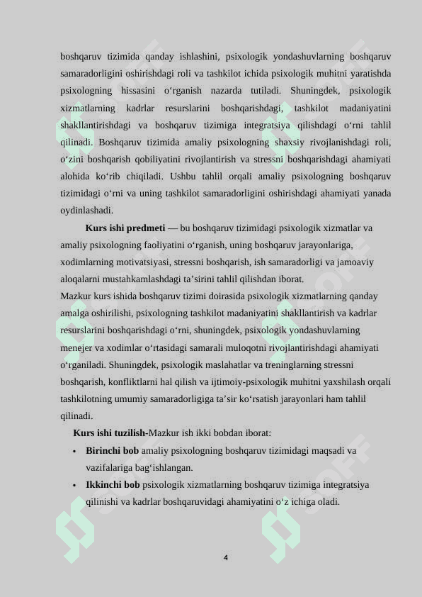 Amaliy psixologning boshqaruv tizimidagi faoliyatining maqsadi, vazifalari, funksiyalari va mazmuni 4