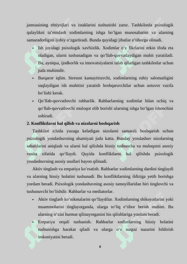 Amaliy psixologning boshqaruv tizimidagi faoliyatining maqsadi, vazifalari, funksiyalari va mazmuni 6