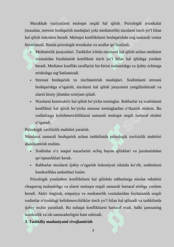 Amaliy psixologning boshqaruv tizimidagi faoliyatining maqsadi, vazifalari, funksiyalari va mazmuni 7