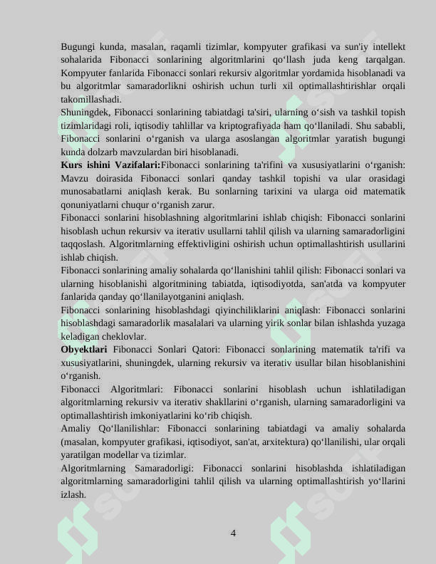 FIBONACCI SONLARINI HISOBLASH ALGORITMI 4