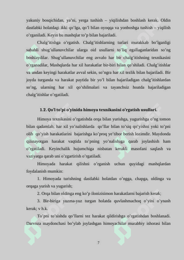 Gandbol oʻyin texnikasini oʻrgatishni takomillashtirish 7