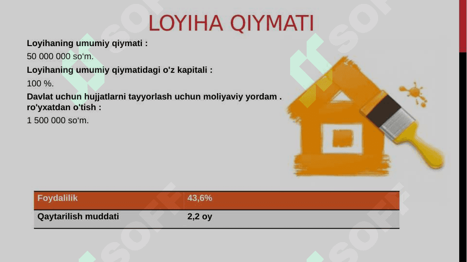 Tadbirkorlik faoliyatlarini tashkil etish qurish hamda qayta ta’mirlash sohasida 4