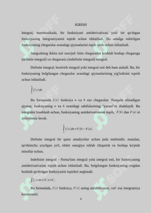 Integrallarni taqribiy hisoblash usullari 4