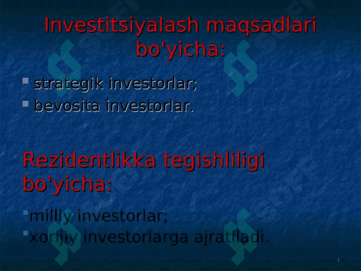Xorijiy investitsiyalarning shakl va turlari 4