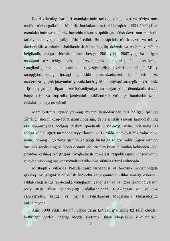 O‘zbekiston qishloq xo’jaligida amalga oshirilayotgan islohatlar 7