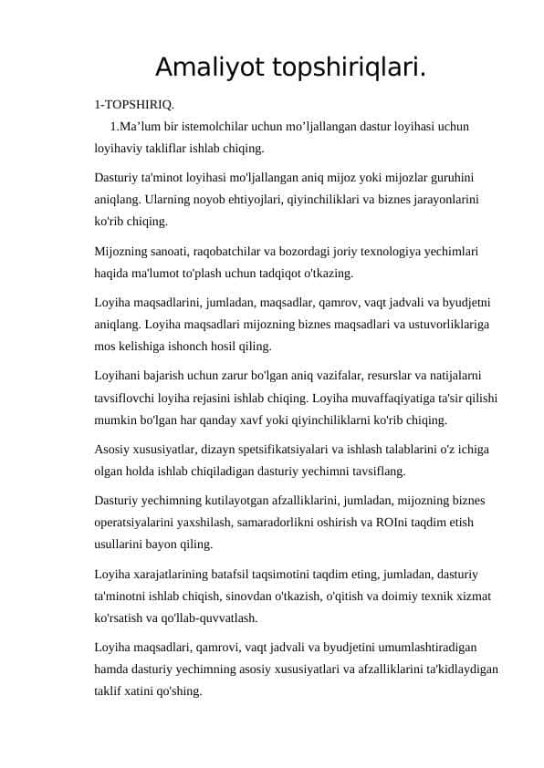 Dasturiy injenering kirish. fanidan 1