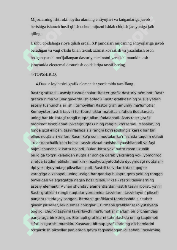 Dasturiy injenering kirish. fanidan 4