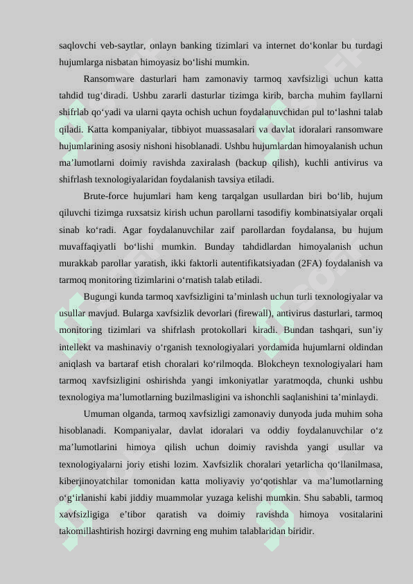 Tarmok xavfsizligini ta’minlash usullarining tahlili 6