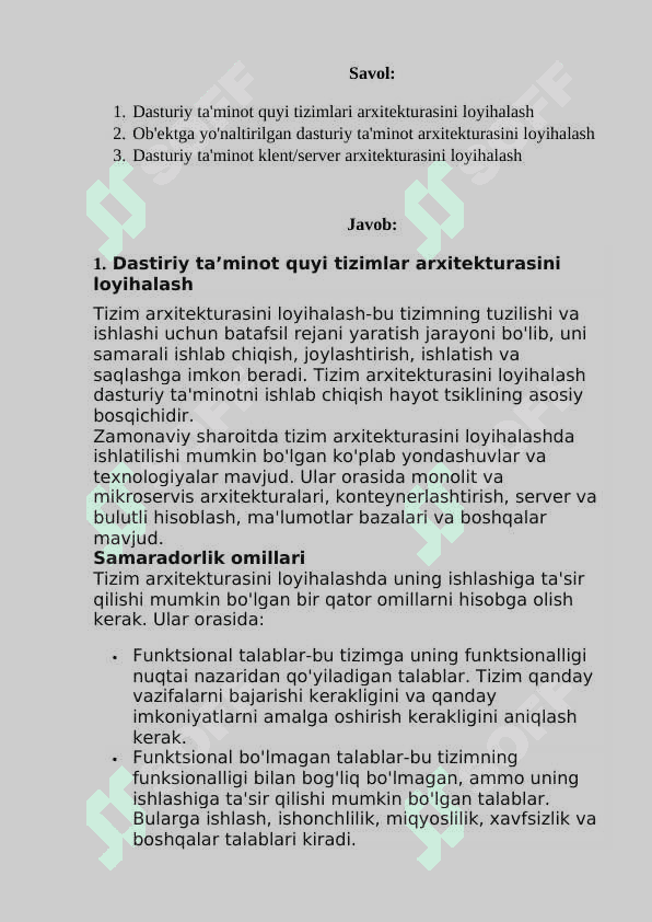 Dasturiy taminot sifati 2