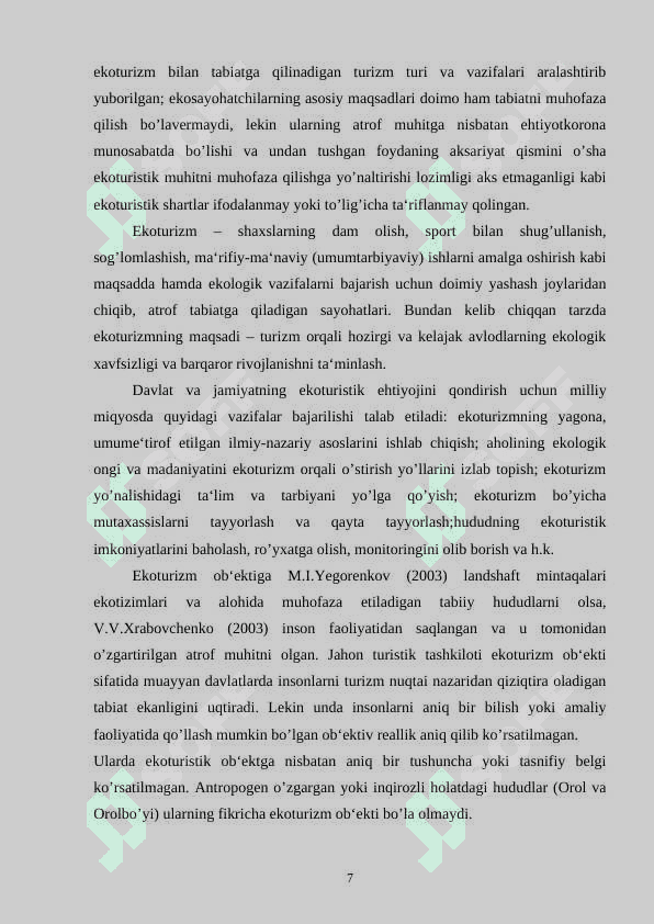O’ZBEKISTONNING EKOTURISTIK RESURSLARI BO’YICHA TURPAKETLAR YARATISH TURLARI 7
