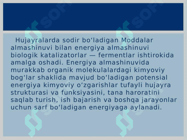 Mavzu: Hujayrada moddalar,energiya va maʼlumotlar oqimi. Hujayra proliferatsiya muammolarining tibbiyotdagi roli 5