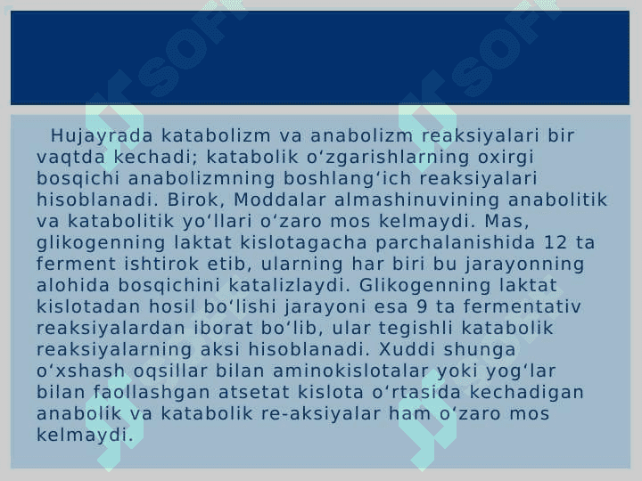 Mavzu: Hujayrada moddalar,energiya va maʼlumotlar oqimi. Hujayra proliferatsiya muammolarining tibbiyotdagi roli 8