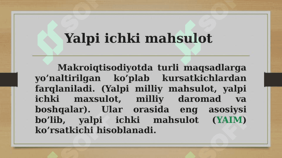 Mavzu: Yalpi ichki mahsulot statistikasi 2