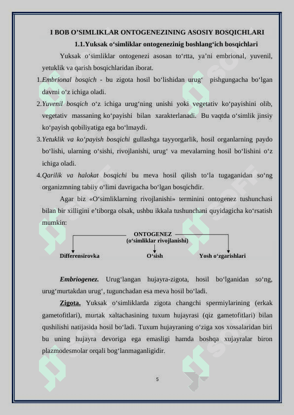 O’simliklar ontogenezining fiziologik tavsifi 5