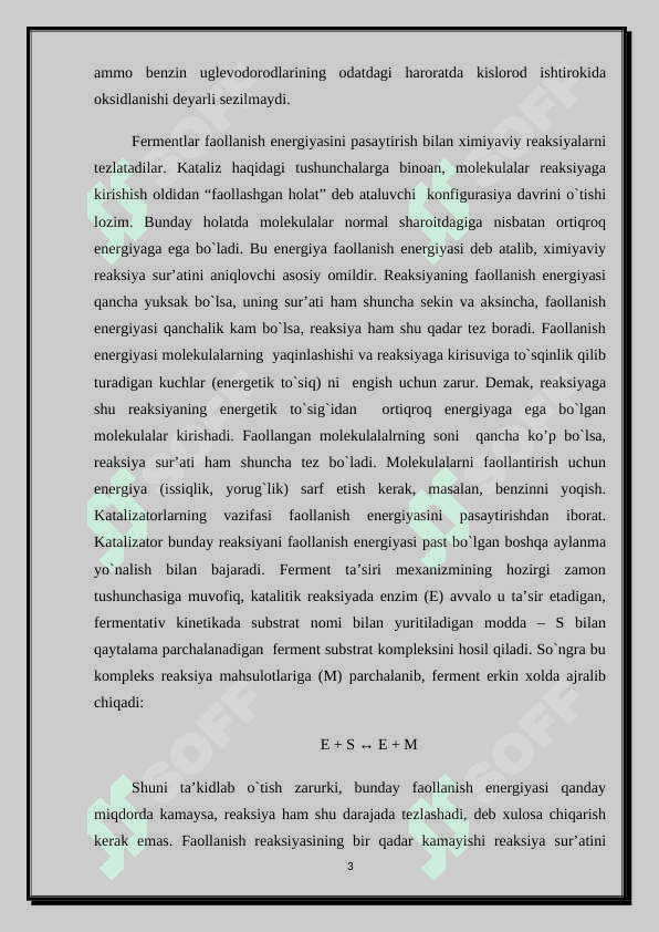 Vitaminlar. Fermentlarning tuzilishi va spetsifligi. Allosterik fermentlar 3
