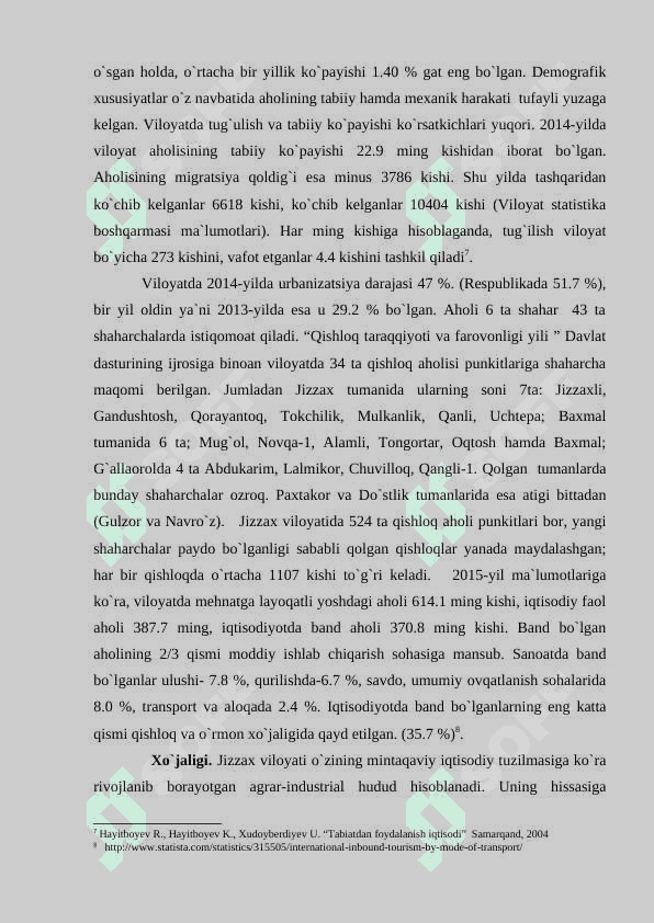 Jizzax viloyatida turizmni maxsus turlarini rivojlantirish imkoniyatlari 7