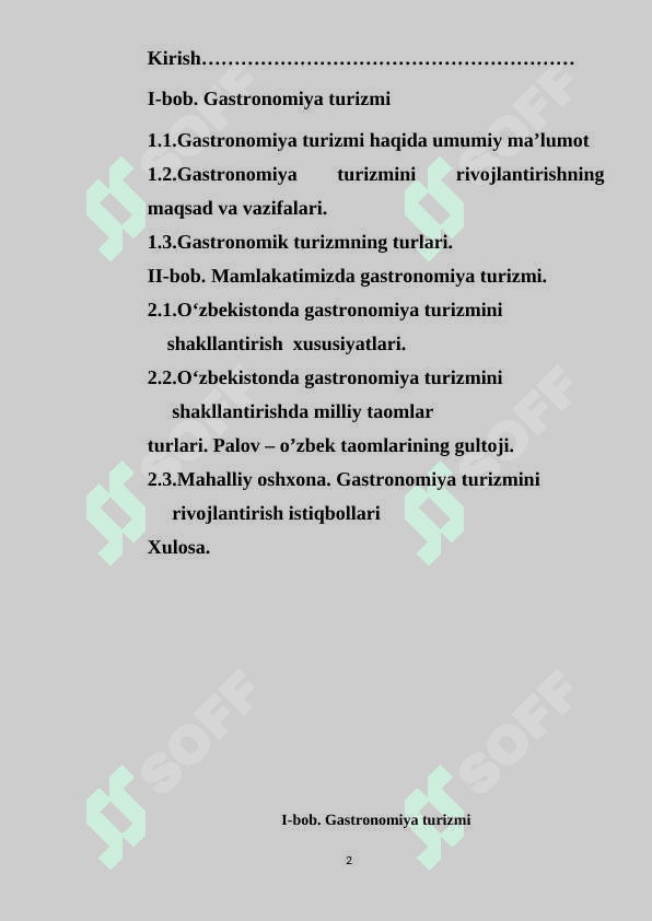 Gastronomik turizmni rivojlantirish istiqbollari 2