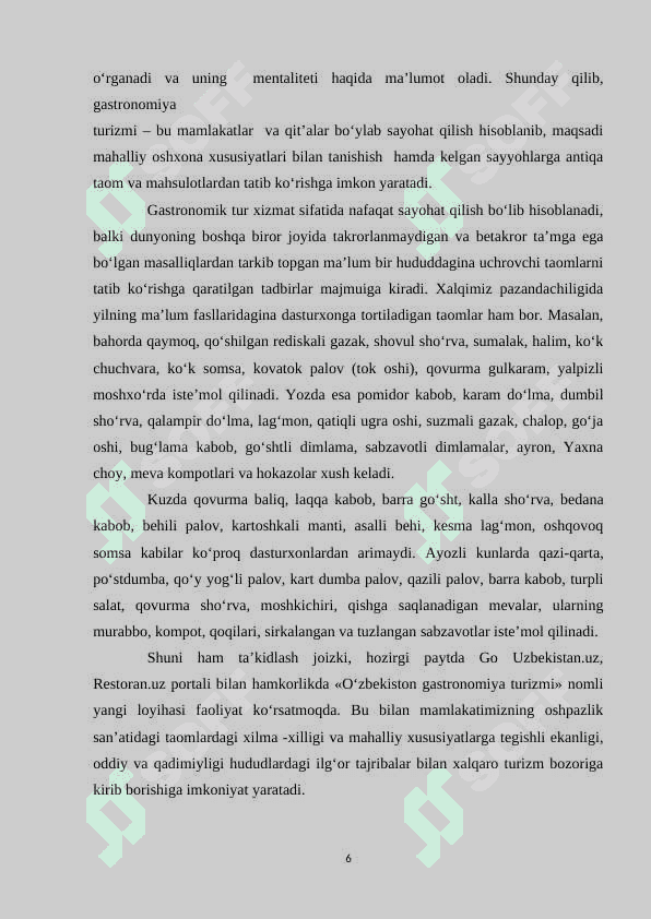 Gastronomik turizmni rivojlantirish istiqbollari 6