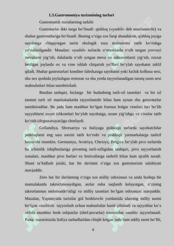 Gastronomik turizmni rivojlantirish istiqbollari 8