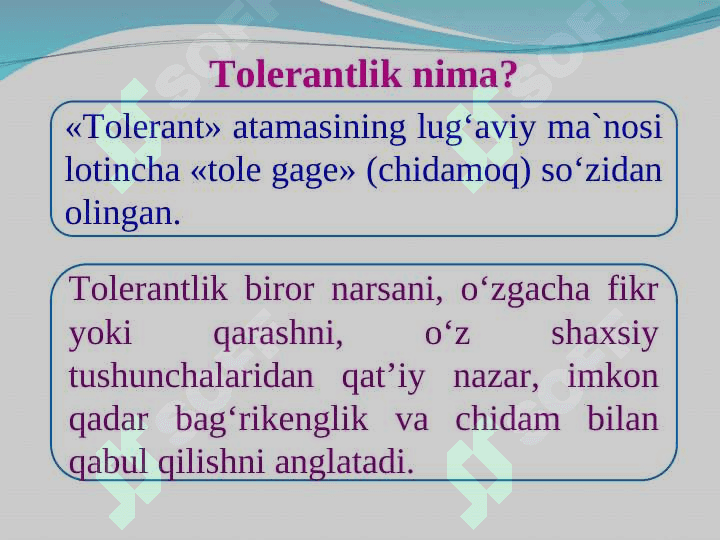 Diniy tolerantlik madaniyati, uning jamiyat rivojidagi ahamiyati. 4