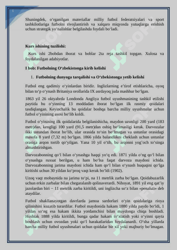 Futbolni O’zbekistonga kirib kelishi va rivojlanishi kurs ishi 4