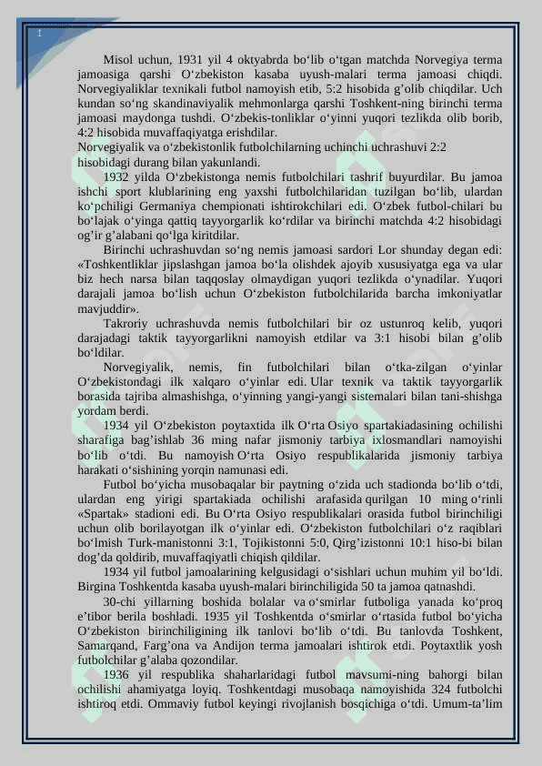 Futbolni O’zbekistonga kirib kelishi va rivojlanishi kurs ishi 8