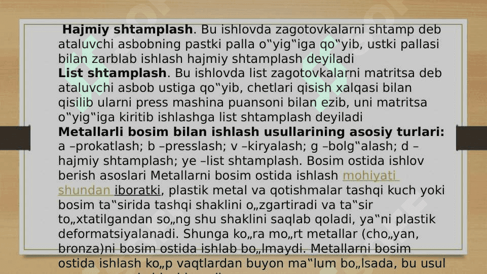Metallarni bosim bilan ishlash asoslari 4