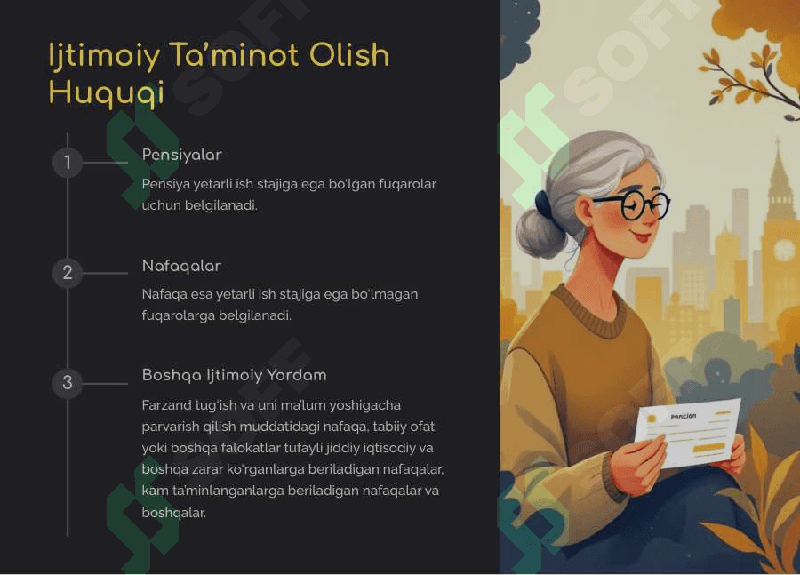 Ijtimoiy huquqlar mavzusi bo'yicha slayd, test va krossword 6