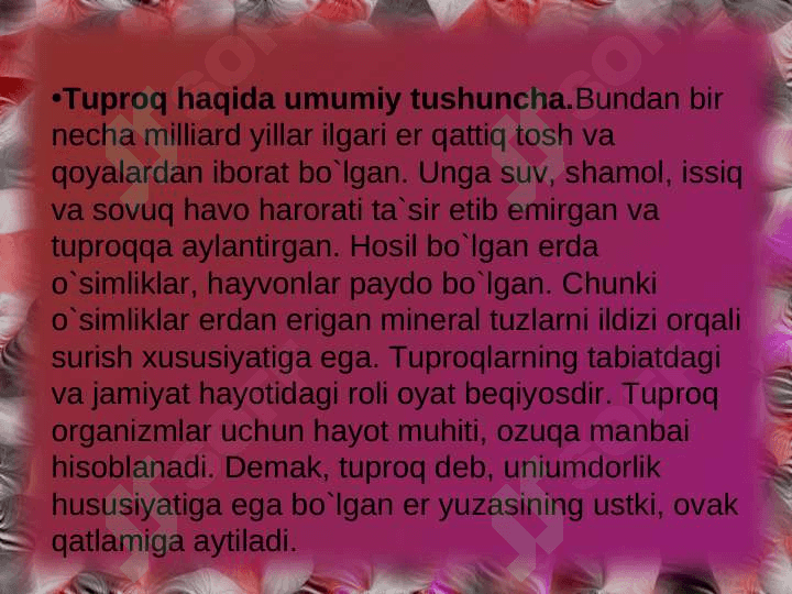 Tuproq resurslarini muhofaza qilish va undan oqilona foydalanish 5