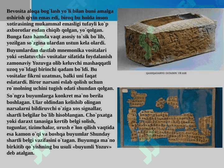 Yozuvning paydo boʻlish tarixi va jamiyat  tarixidagi oʻrni 4
