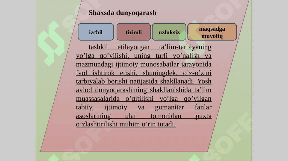 Oʻquvchilarning ilmiy dunyoqarashini shakllantirish. Aqliy tarbiya 7