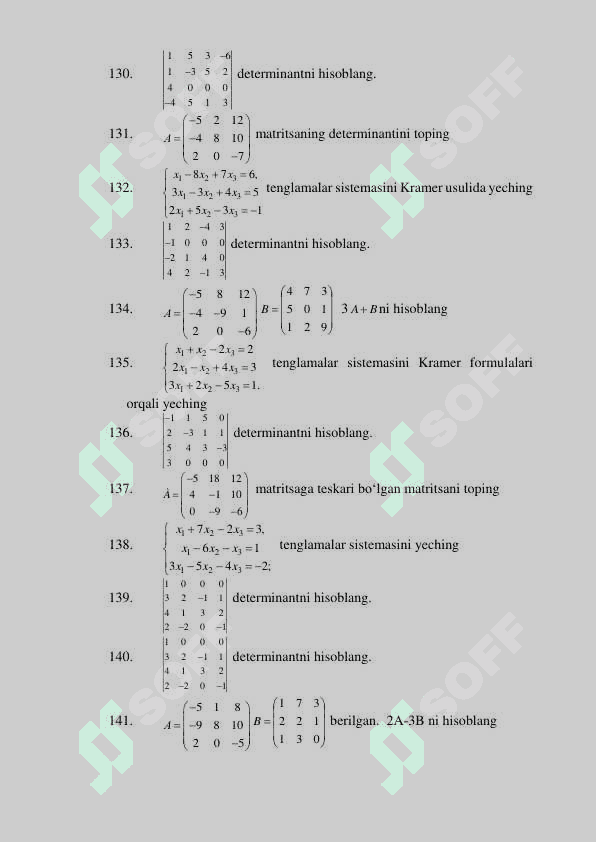 1 kurs Algebra yakuniy savollar 8