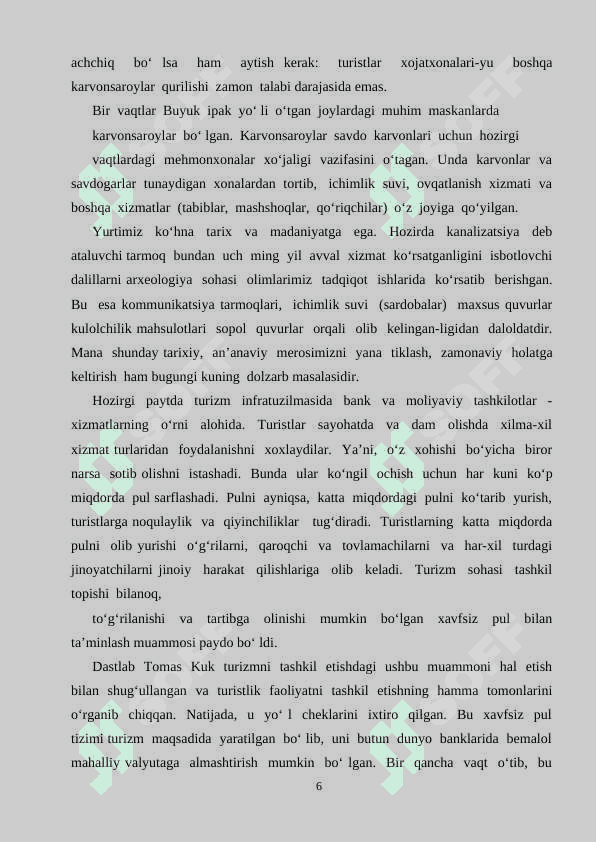 Turizm infratuzilmasini rivojlantirish imkoniyatlari 6