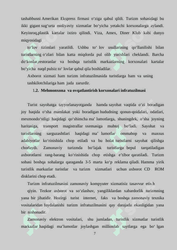 Turizm infratuzilmasini rivojlantirish imkoniyatlari 7