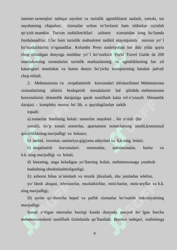 Turizm infratuzilmasini rivojlantirish imkoniyatlari 8