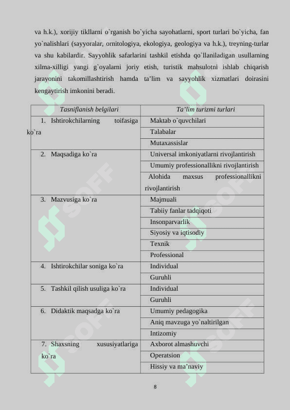 Xalqaro turizmni rivojlantirishda ta’lim turizmining roli 8