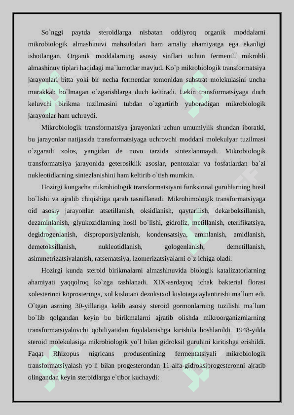 Organik moddalarni mikrobiologik transformatsiyalash va ularni qaytarilishini biotexnologik uslublari 3