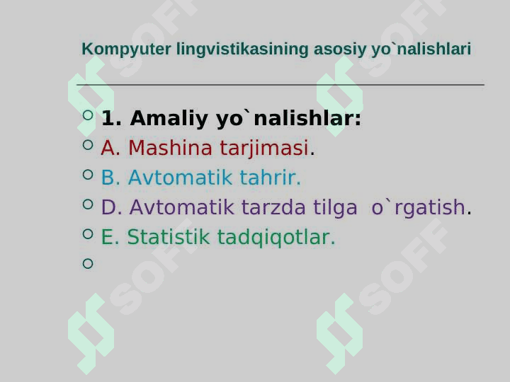 Kompyuter lingvistikasining asosiy yo‘nalishlari. 3