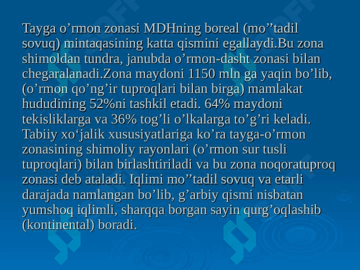 Tayga-o‘rmon zonasining tuproqlari, botqoq tuproqlar. O’rmon-dasht va dasht zonasining qora tuproqlari 2