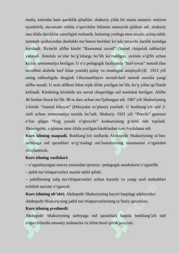Abduqodir Shakuriyning ta’lim tarbiyani rivojlantirishda tutgan o’rni 4