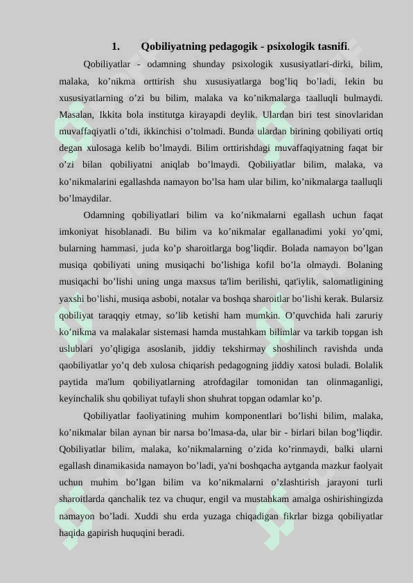 Qobiliyatlarning pedagogik-psixologik tasnifi 6