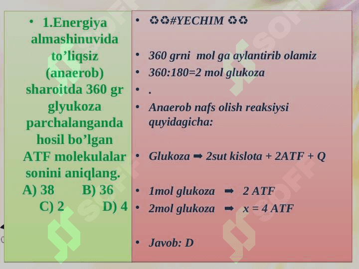ENERGIYA ALMASHINUVIGA OID MASALALAR YECHISH 8