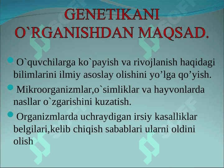 Genetika fani mavzularini yoritishda o`quvchilarda ko`nikmalar hosil qilish 3