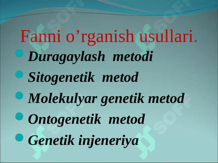 Genetika fani mavzularini yoritishda o`quvchilarda ko`nikmalar hosil qilish 5