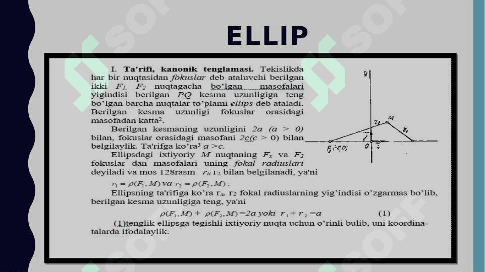 Ikkinchi tartibli egri chiziqning tarifi. Aylana, Ellipsoid, Giperbola, Parabola 2