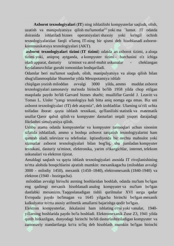 AXBOROT TEXNOLOGIYALARINI VAZIFASI VA UMUMIY TASNIFI 3