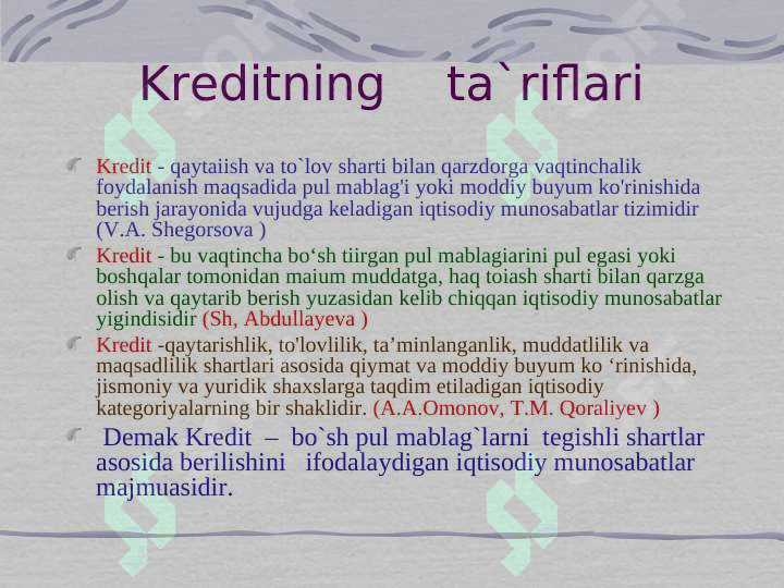 Kreditning zarurligi 6